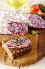 salami with bread