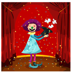 Magican clown with birds