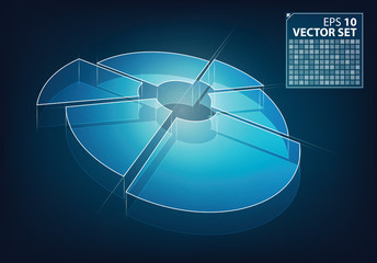 Neon glow vector business chart illustration