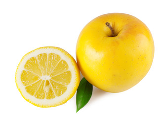 Obraz na płótnie Canvas Half a lemon and an apple