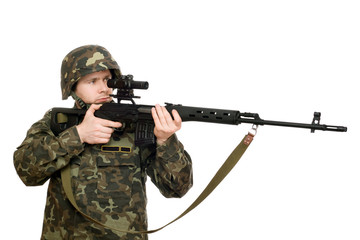 Soldier holding a rifle