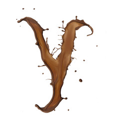 Chocolate splash letter isolated on white background