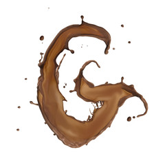 Chocolate splash letter isolated on white background