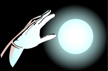 The hand and the magic sphere