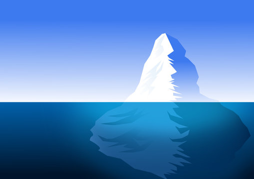 iceberg partially submerged in water . vector file
