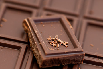 Chocolate pieces on white