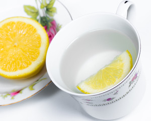 Hot Lemon Water in China Cup