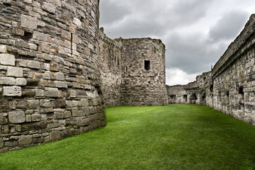 Beaumaris Castle walls on the Isle of Anglesey in North Wales