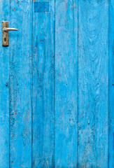 The doors made of wood painted blue
