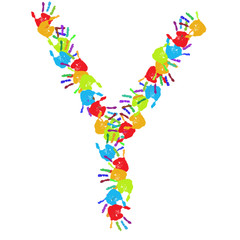 High resolution conceptual font made of hands