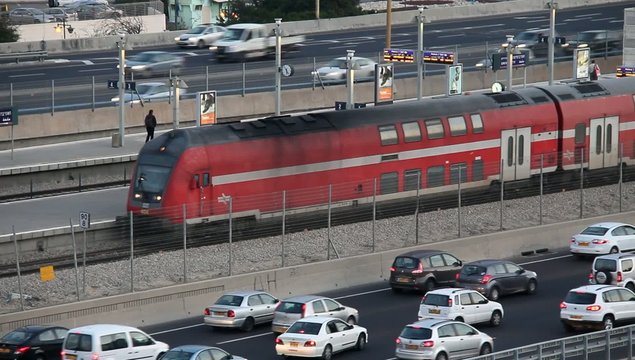 Tel Aviv. Railway station "University". Departure of train