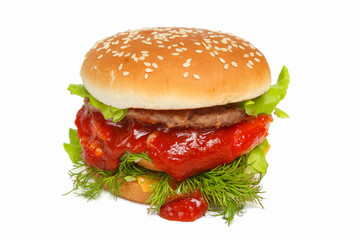 Big burger isolated on white