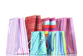 bright shopping bags isolated on white