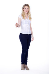 Geschäftsfrau begrüßt freundlich Porträt