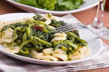 Orecchiette with turnip tops. Orecchiette con cime di rapa.