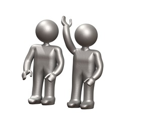 Deux humains, une main levée