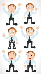 Fototapeta na wymiar Set of Businessman Cartoon Characters