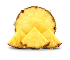 pineapple with slices isolated on white