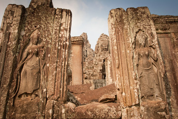 Obraz premium Stones sculpture in the temple, Angkor Wat, Cambodia