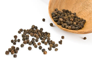 Pepper in wooden spoon