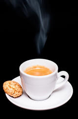 Heißer Espresso mit Rauch