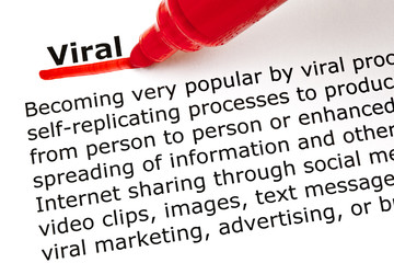 Dictionary definition of the word Viral underlined with red marker