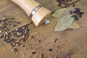 Spice on the wooden table