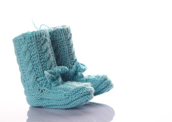 gestrickte Babyschuhe - hell blau