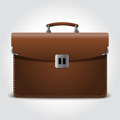 Business brown briefcase on blue