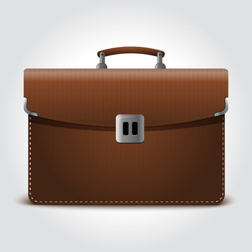 Business Brown Briefcase On Blue