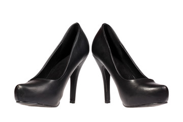 A pair of black women's heel shoes with clipping path.