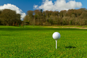 Golf ball on Irish idyllic course