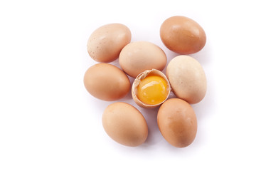 brown eggs and yolk