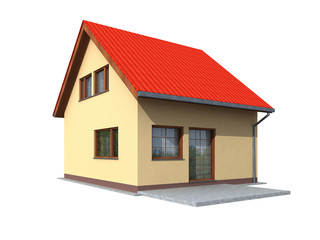 Simple 3d render of house in perspective
