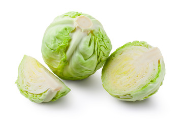 Whole cabbage and two slices