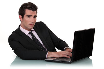 businessman working on his laptop