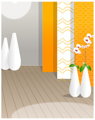 Flower vase against the  wallpaper