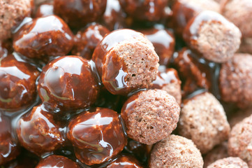 Breakfast. Chocolate balls.