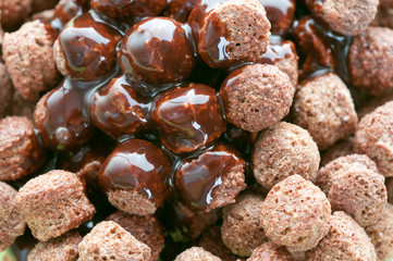 Breakfast. Chocolate balls.