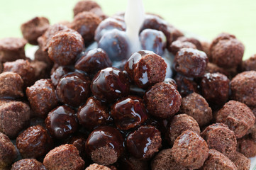 Breakfast. Chocolate balls.