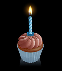 Chocolate fairy cake cupcake with birthday candle