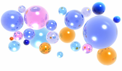 3d glass balls or spheres