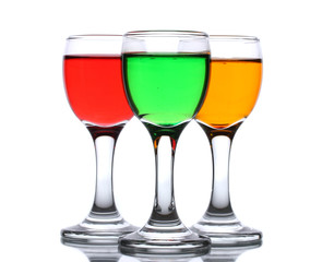 alcoholic cocktails isolated on white