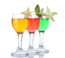 alcoholic cocktails isolated on white