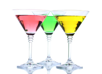 alcoholic cocktails isolated on white