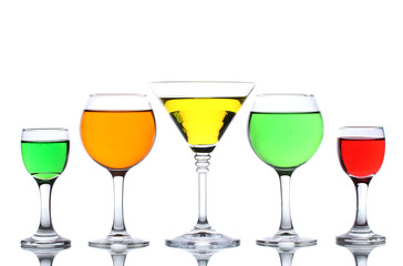 alcoholic cocktails isolated on white