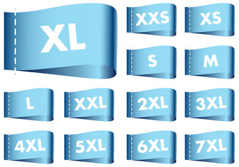 Set Label Fashion Sizes Blue