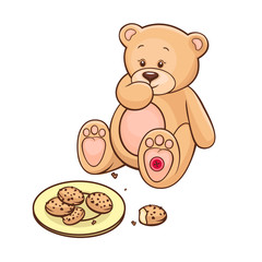 teddy bear eating cookies