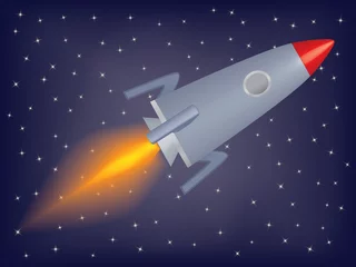  raket vliegen in een ruimte vectorillustratie © romantiche