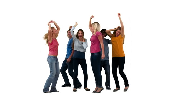 Friends celebrate together in slow motion